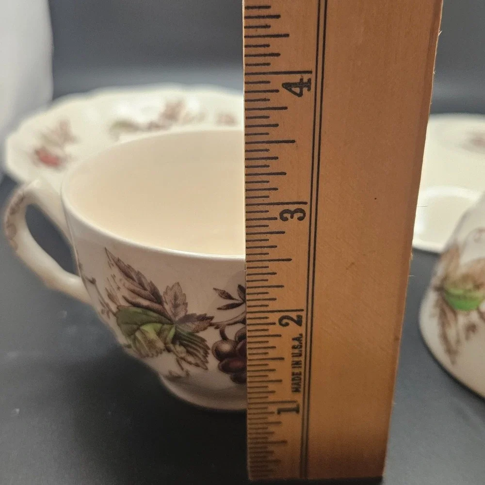 Vintage Johnson Bros Harvest Time England 2 Cup & Saucer Sets Fruit Crazing